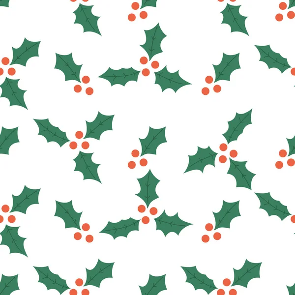 Mistletoe hand drawn in Scandinavian style, seamless pattern background. Ideal for Christmas packaging, fabric, textile, apparel. — Stock Vector