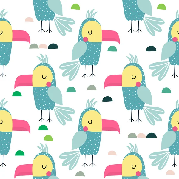  Papağan vektör arka plan. Kumaş, sarma için çocuksu tasarım, 