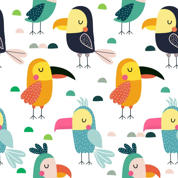  Papağan vektör arka plan. Kumaş, sarma için çocuksu tasarım, 