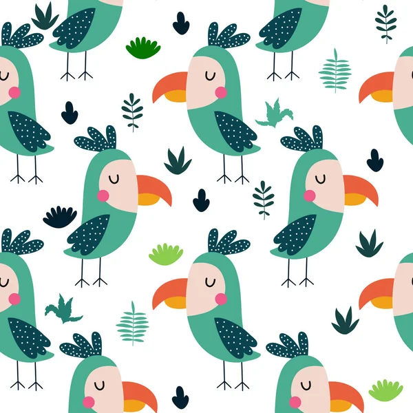 Loro vector background.Childish diseño para la tela, envoltura , — Archivo Imágenes Vectoriales