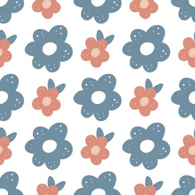 Karikatür el çizilmiş çiçekler sorunsuz desen arka plan. Kumaş, sarma, tekstil, duvar kağıdı, konfeksiyon için tasarım