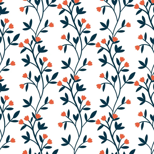 Cartoon hand getekende bloemen naadloze patroon achtergrond. Ontwerp voor stof, inwikkeling, textiel, behang, kleding — Stockvector