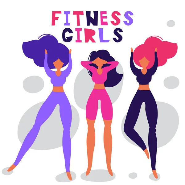 Fitness ragazza in costumi sportivi luminosi, illustrazione vettoriale.Concetto di stile di vita sano . — Vettoriale Stock