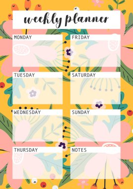 Planlayıcı, günlük, not defteri için haftalık planlayıcı A4 yazdırılabilir sayfa 