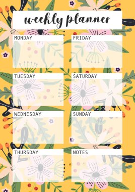 Planlayıcı, günlük, not defteri için haftalık planlayıcı A4 yazdırılabilir sayfa 