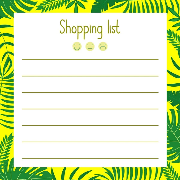Plantilla de lista de compras para imprimir, página para diario, organizador, cuaderno — Archivo Imágenes Vectoriales