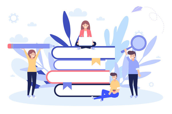 Образование онлайн. Концепция обучения. Мультфильм плоский вектор иллюстрации изолированы на белом фоне. Может использоваться для веб-баннера, инфографики, веб-страницы
.