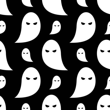 Ürkütücü hayaletler vektör sorunsuz arka plan. Cadılar Bayramı deseni. 