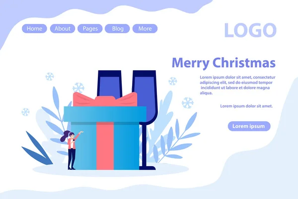 Nový rok oslavujeme vánoční pozdrav, zdobený strom. Plochá vektorová ilustrace izolovaná na bílém pozadí. Lze použít pro webový nápis, infografiku, webovou stránku. — Stockový vektor