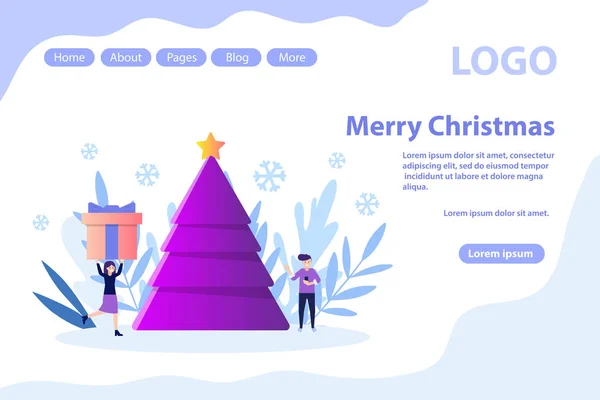 Yeni yıl kutlamaları, Noel kutlamaları, süslenmiş ağaç. Düz vektör çizimi beyaz arka planda yalıtılmış. Web banner, infographics, web sayfası için kullanabilirsiniz. — Stok Vektör