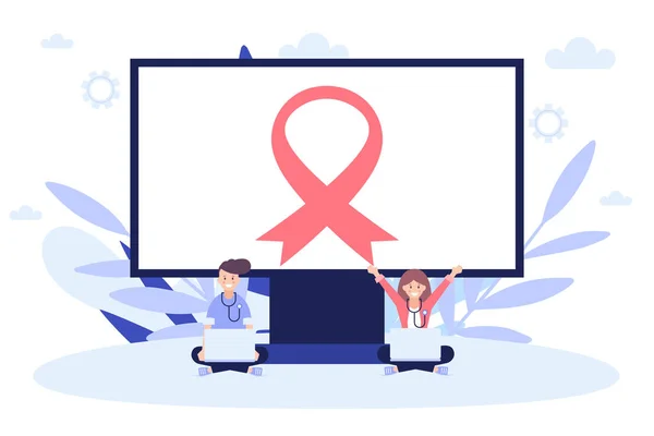癌治療医学のウェブページの概念.白い背景に隔離されたフラットベクトルイラスト.Webバナー、インフォグラフィック、 Webページに使用できます。. — ストックベクタ