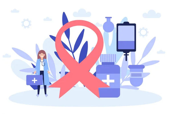 Tratamento do cancro. Conceito de medicina página da web .Ilustração vetorial plana isolado em fundo branco. Pode usar para banner web, infográficos, página da web . —  Vetores de Stock