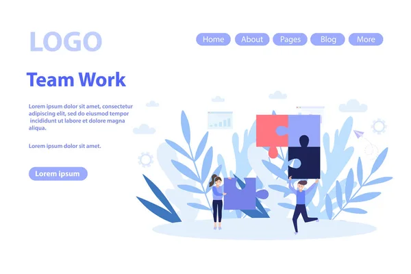 Teambildung und Teamarbeit Webseite.Flat Vector Illustration isoliert auf weißem Hintergrund. kann für Web-Banner, Infografiken, Webseiten verwendet werden — Stockvektor