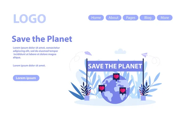 Tag der Erde, speichern Sie den Planeten web page.flat Vektor Illustration isoliert auf weißem Hintergrund. kann für Web-Banner, Infografiken, Webseiten verwendet werden — Stockvektor