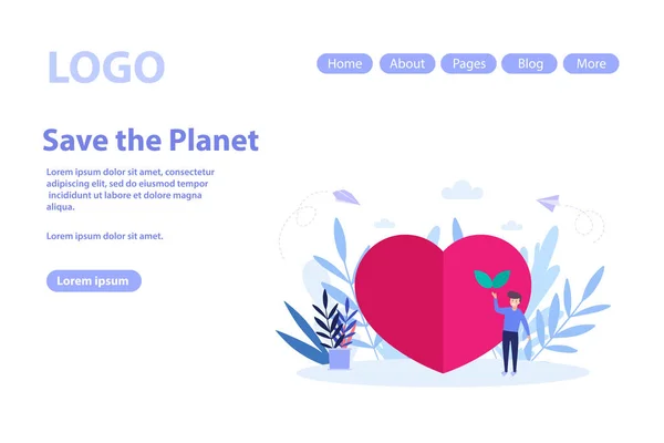 Aarde dag, sla de planeet web pagina.Flat vector illustratie geïsoleerd op witte achtergrond. Kan gebruikt worden voor webbanner, infographics, webpagina — Stockvector