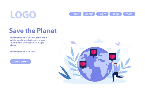 Tag der Erde, speichern Sie den Planeten web page.flat Vektor Illustration isoliert auf weißem Hintergrund. kann für Web-Banner, Infografiken, Webseiten verwendet werden — Stockvektor