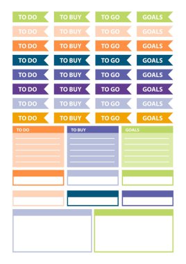 Etiketleri A4 boyutunda olan yazdırılabilir sayfa, dijital kağıt vektör illüstrasyonu