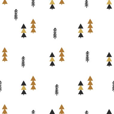 Ağaçlar dizildi, İskandinav el çizimi vektör çizimi