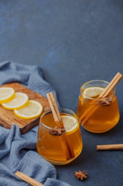 Tarçın, yıldız anason ve limon dilimli sıcak narenciye ve baharat.