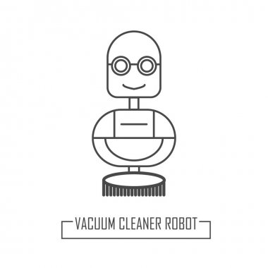 Robot temiz modern çizgiler. Anahat stilinde vektör çizimi.