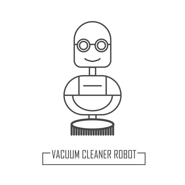 Robot cleaner modern lines. Vector illustration in outline style. — Stock Vector