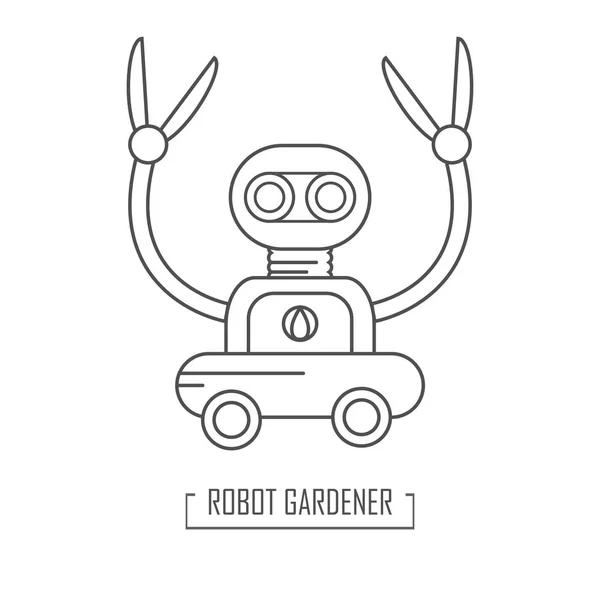 Robot garden cleaner. Vector illustration in outine style — Stock Vector