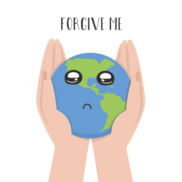 人間の手に渡る惑星地球のイラスト — ストックベクタ