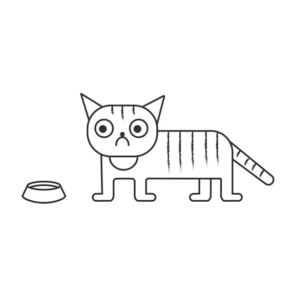 Ilustración vectorial de un gato triste. Estilo simple . — Vector de stock