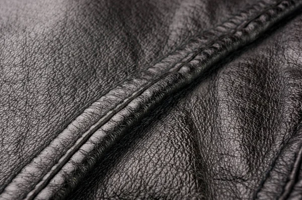 Old vintage genuine soft black leather texture background, top layer with pores and scratches, macro, close-up