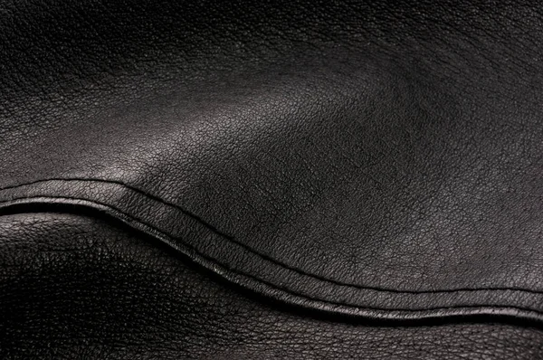 Old vintage genuine soft black leather texture background, top layer with pores and scratches, macro
