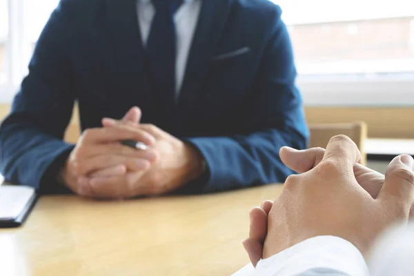 Vorstellungsgespräch Mit Personalchef Büro Selektiver Fokus — Stockfoto