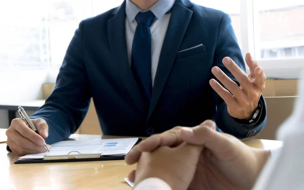 Entrevista Emprego Com Gerente Recursos Humanos Escritório — Fotografia de Stock