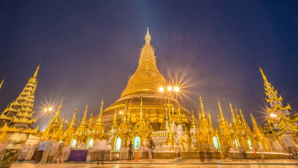 Shwedagon Pagoda Onder Repareren Nachts Yangon Township Van Myanmar — Stockfoto