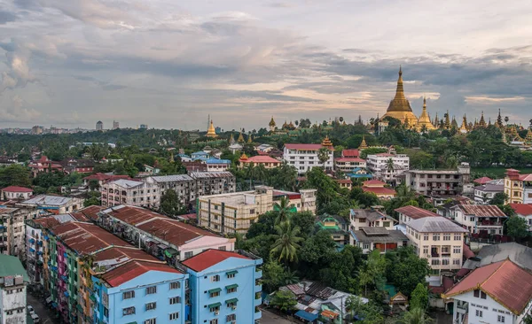 Scenery view of Shwedagon pagoda an iconic landmark of Yangon township of Myanmar.