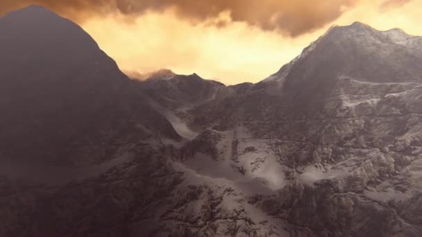 Volando sobre picos en las nubes — Vídeo de stock