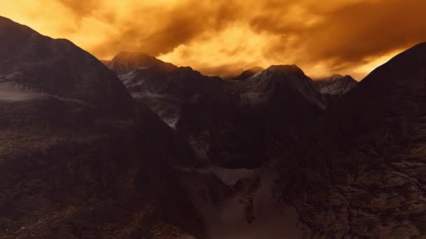 Volando sobre picos en las nubes — Vídeo de stock