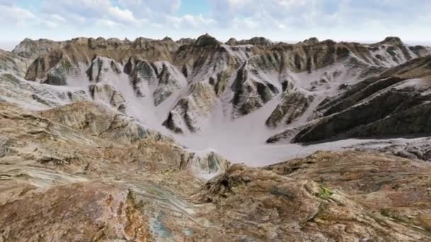 Volando sobre las montañas en el día soleado — Vídeo de stock