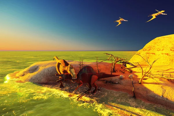 3D візуалізація сцени гігантського динозавра — стокове фото