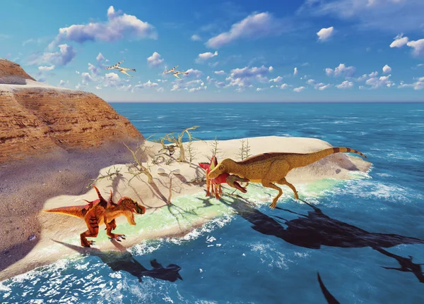 3D vykreslování scény obří dinosaurus — Stock fotografie