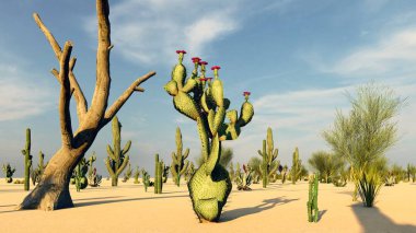 Sunset in the Desert with Cacti clipart