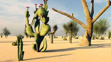 Sunset in the Desert with Cacti clipart
