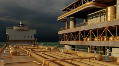 Offshore petrol ve gaz platformu 3D görüntüleme