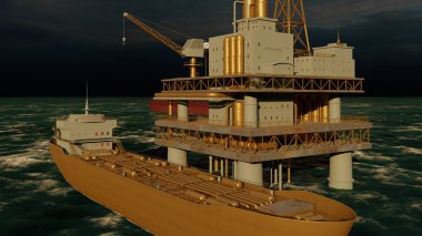 Offshore petrol ve gaz platformu 3D görüntüleme