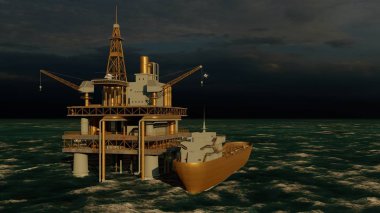 Offshore petrol ve gaz platformu 3D görüntüleme