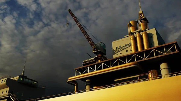 Açık Deniz Petrol Platformu Güzel Gökyüzü — Stok fotoğraf
