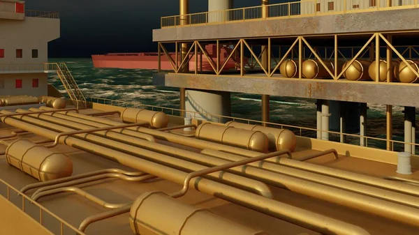 Offshore petrolio e gas piattaforma piattaforma di rendering 3d — Foto Stock