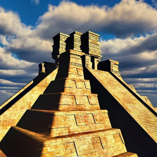 The stairs of Mayan temple 3d rendering — Stock Photo, Image