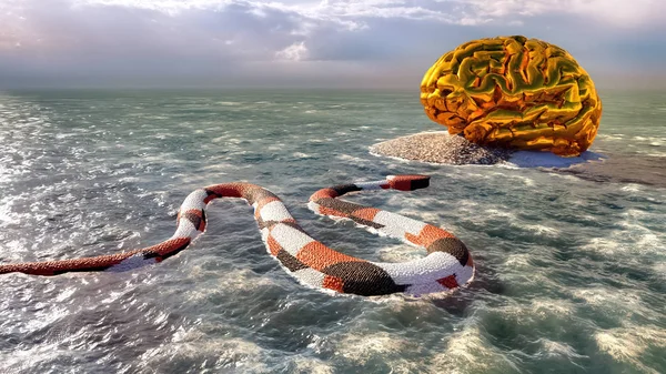 Snake and Mind - creative concept 3 rendering — Stock Photo, Image