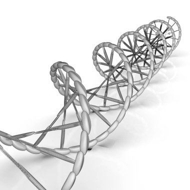 Kod yapısı 3d render ile DNA dizisi