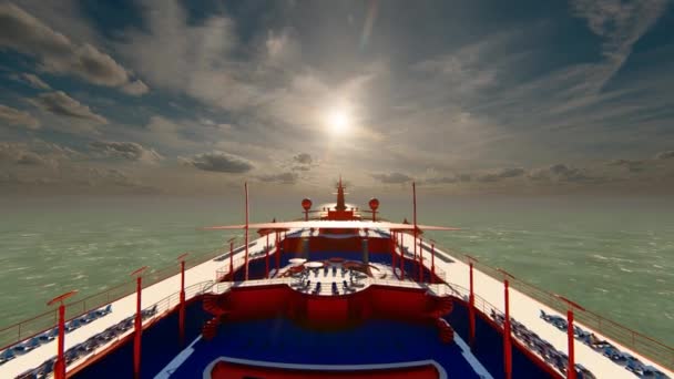 Riesiges Luxus-Kreuzfahrtschiff bei Sonnenuntergang — Stockvideo
